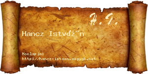 Hancz István névjegykártya